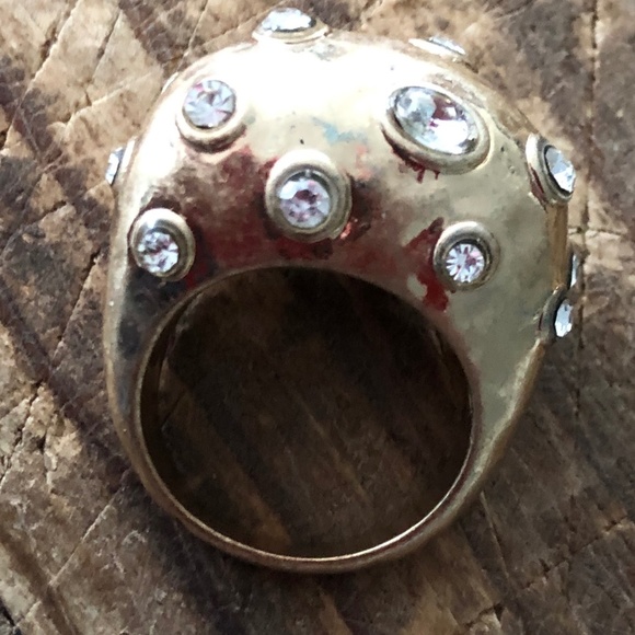 Gold 60's style color Cocktail Ring size 9 - Picture 1 of 4